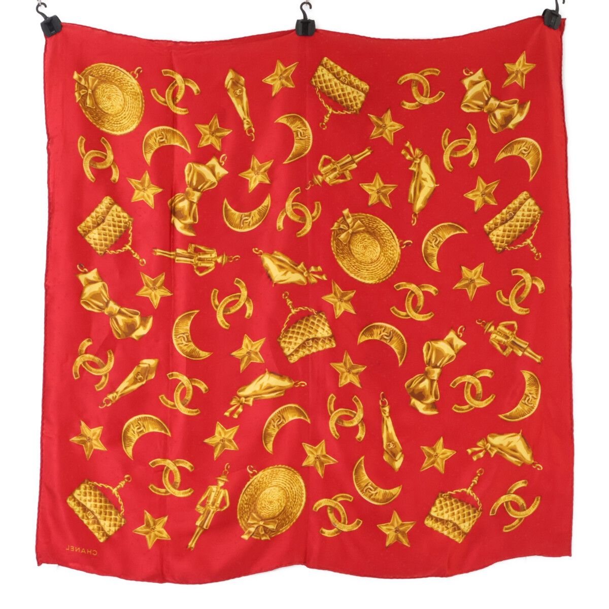 Chanel Vintage CC Logo Allover Silk Scarf