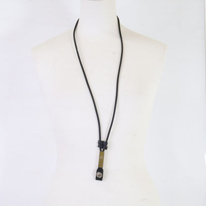 Gucci Logo Plate Leather Strap Necklace — view 6