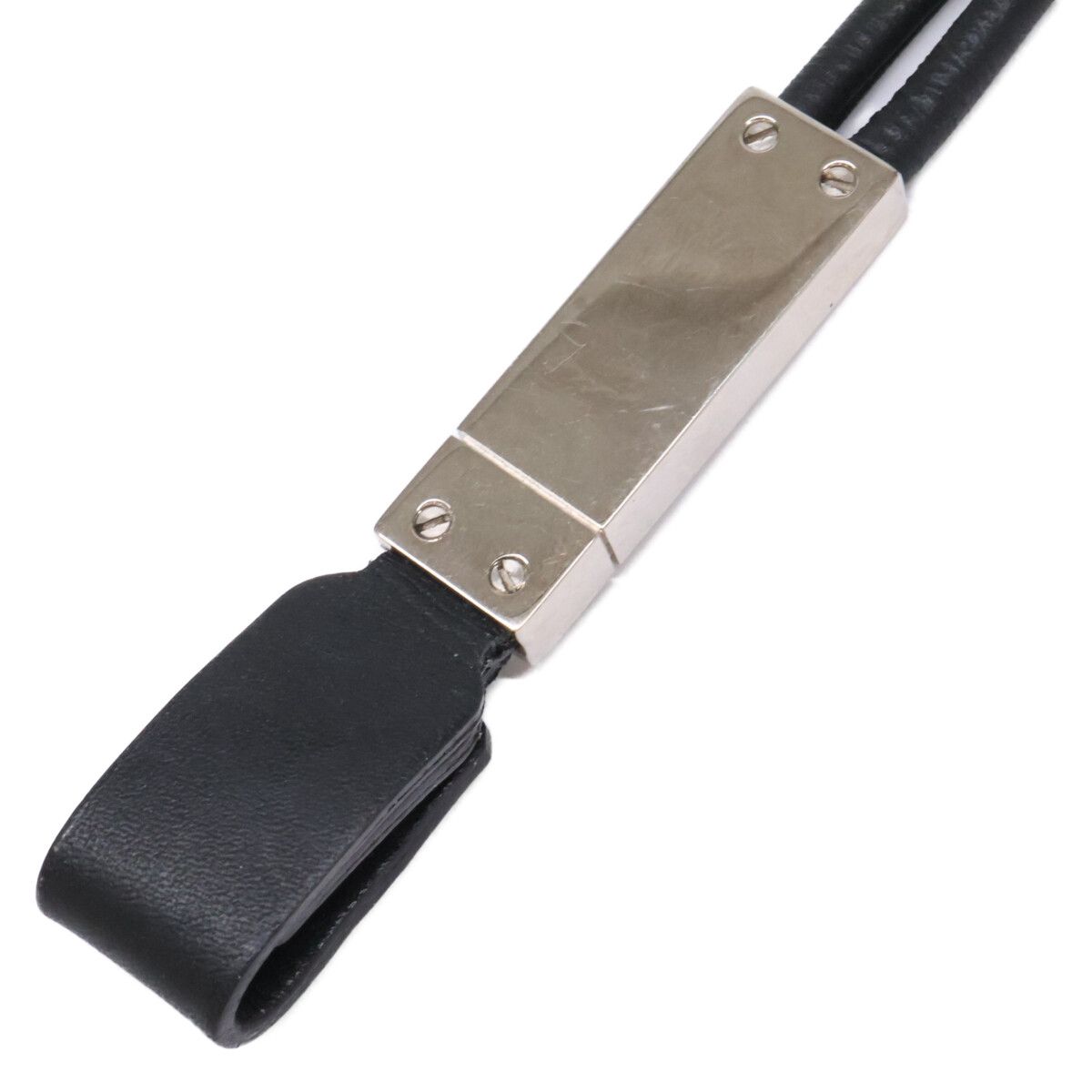 Gucci Logo Plate Leather Strap Necklace — view 4