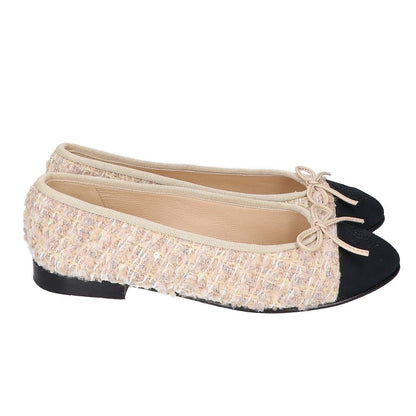 Chanel Ballerina CC Logo Tweed Ballet Shoes 35.5C — view 3