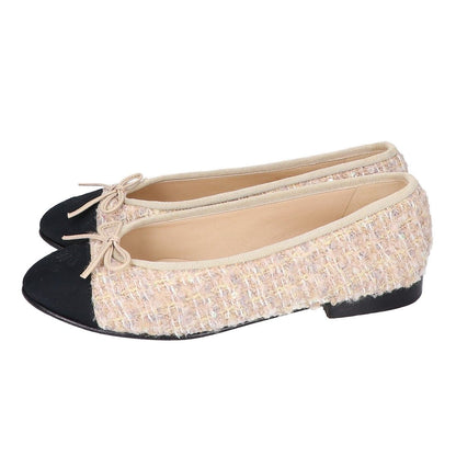 Chanel Ballerina CC Logo Tweed Ballet Shoes 35.5C