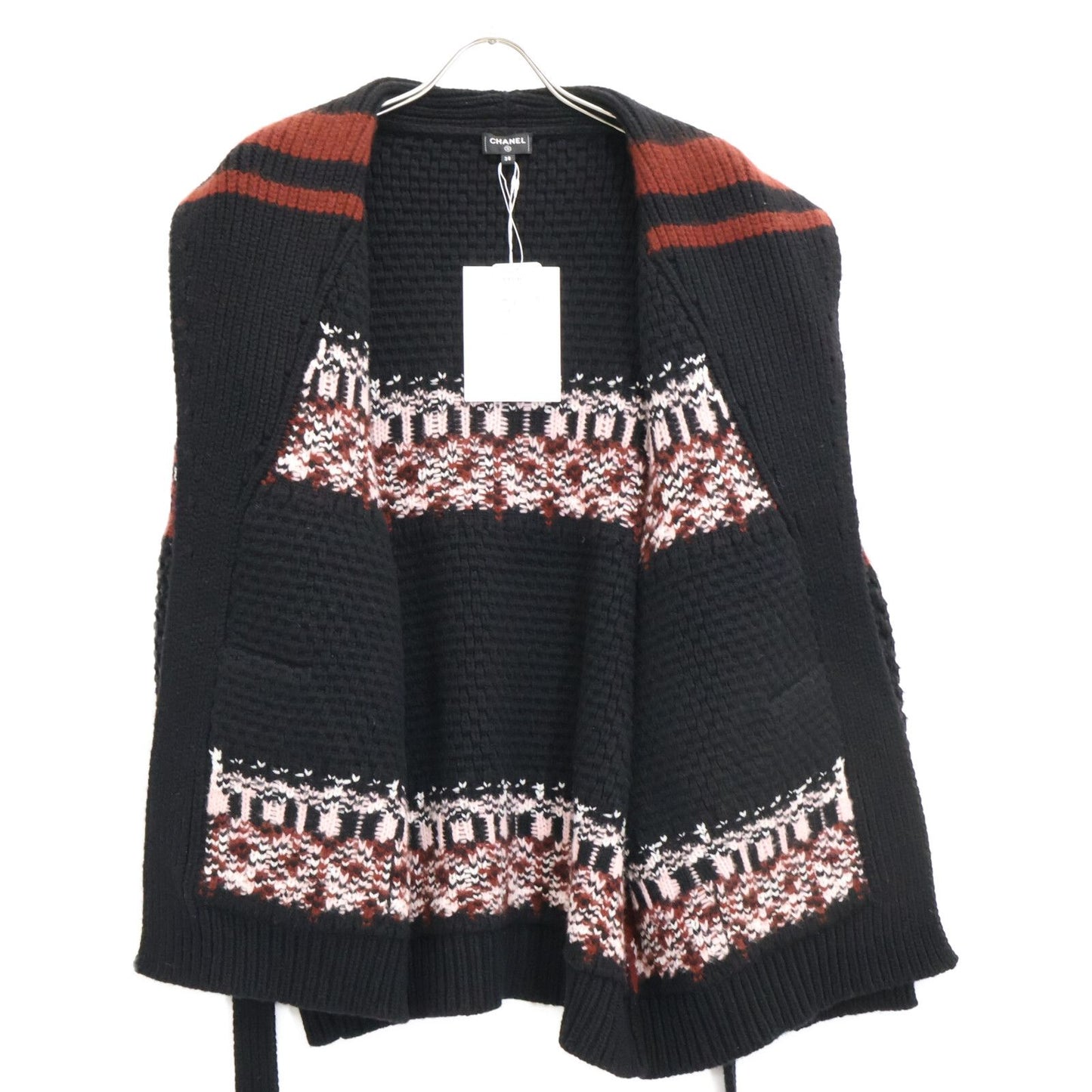 Chanel CC Logo Cashmere Silk Knit Gown Jacket with Belt 38 — view 2