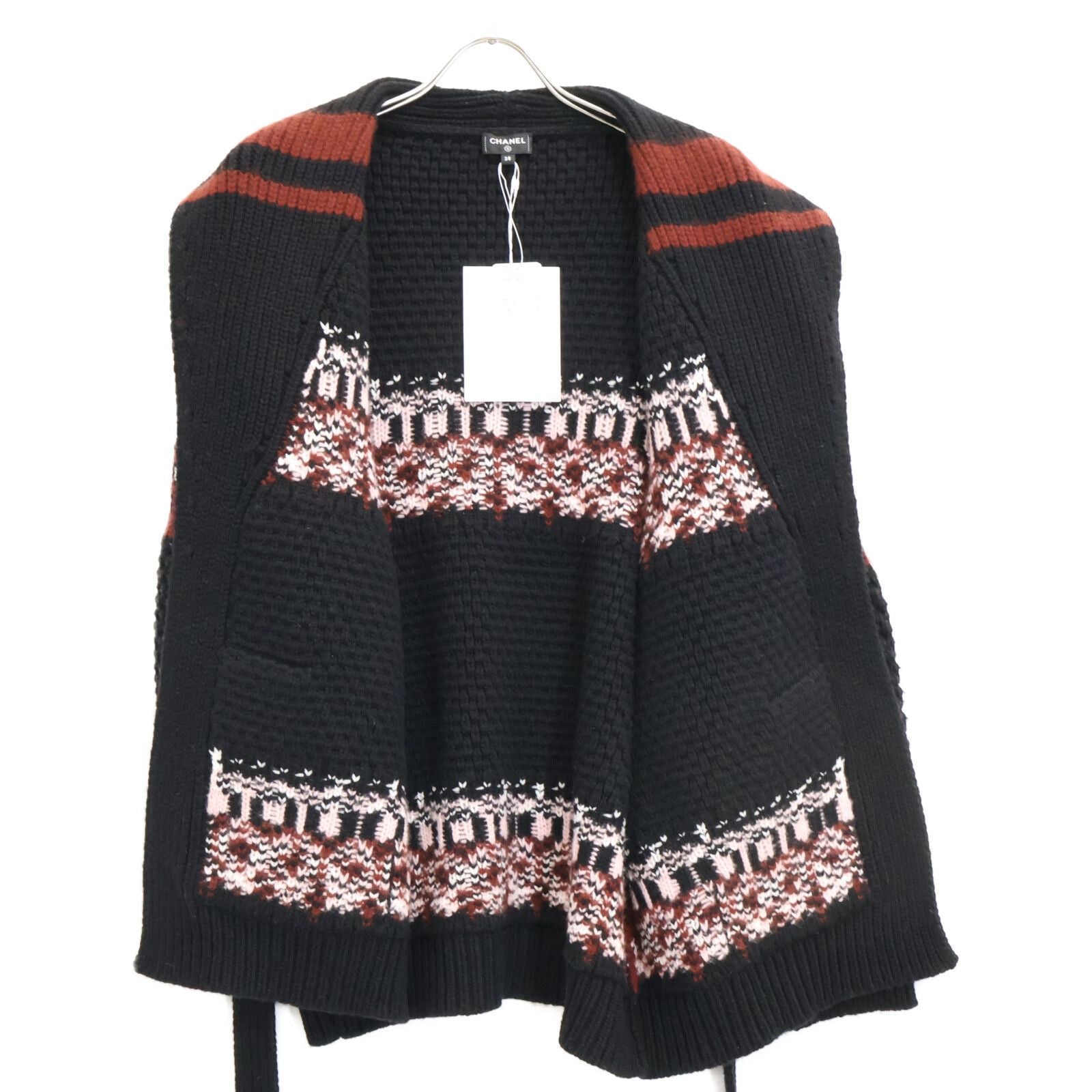 Chanel CC Logo Cashmere Silk Knit Gown Jacket with Belt 38 — view 2