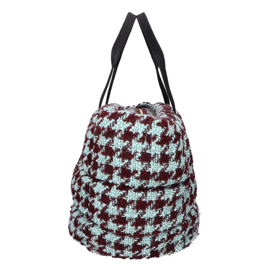 Moncler Caradoc Rubber Logo Houndstooth Tweed Down Tote Bag