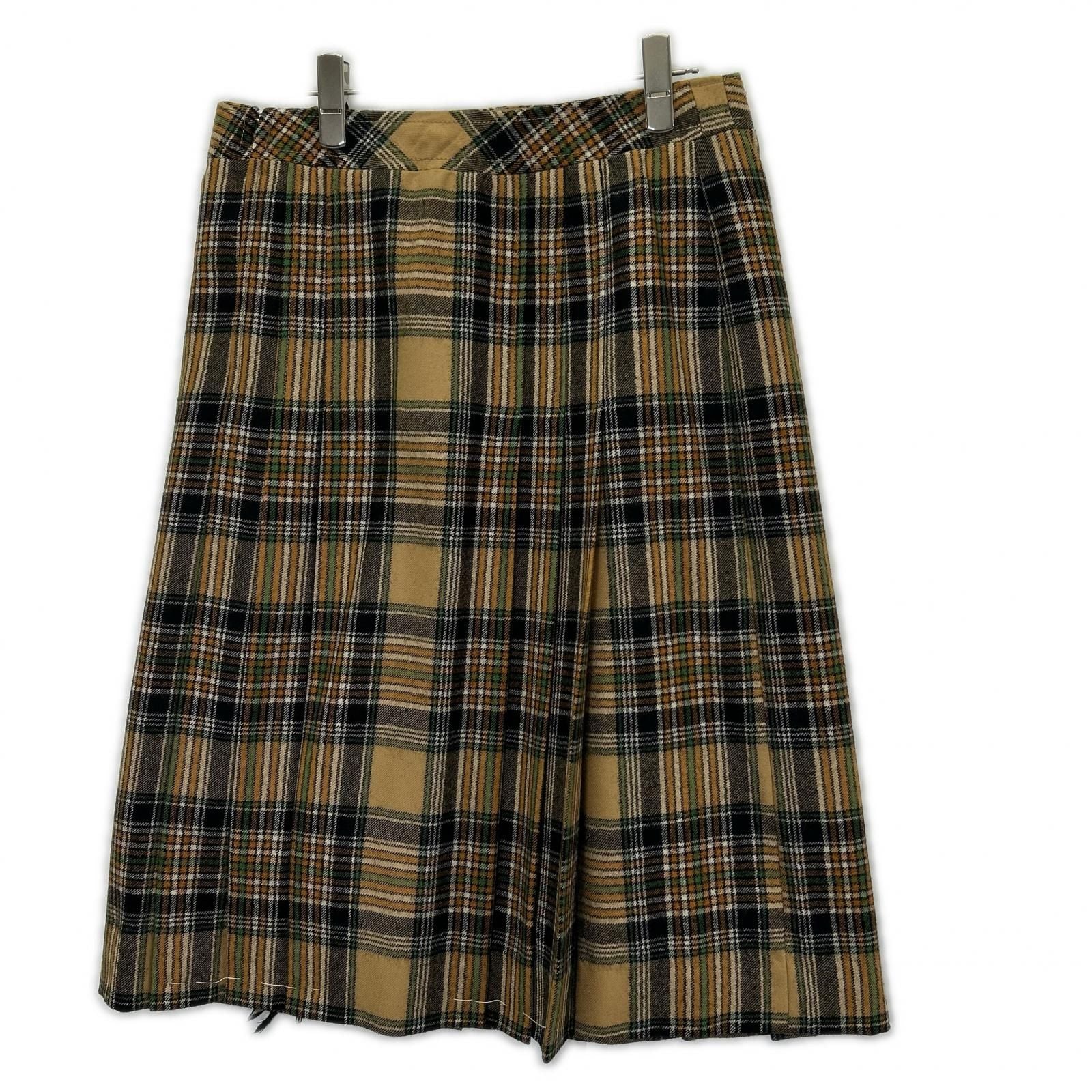Celine 80 Vintage Jcc Era Yellow Check Pleated Skirt