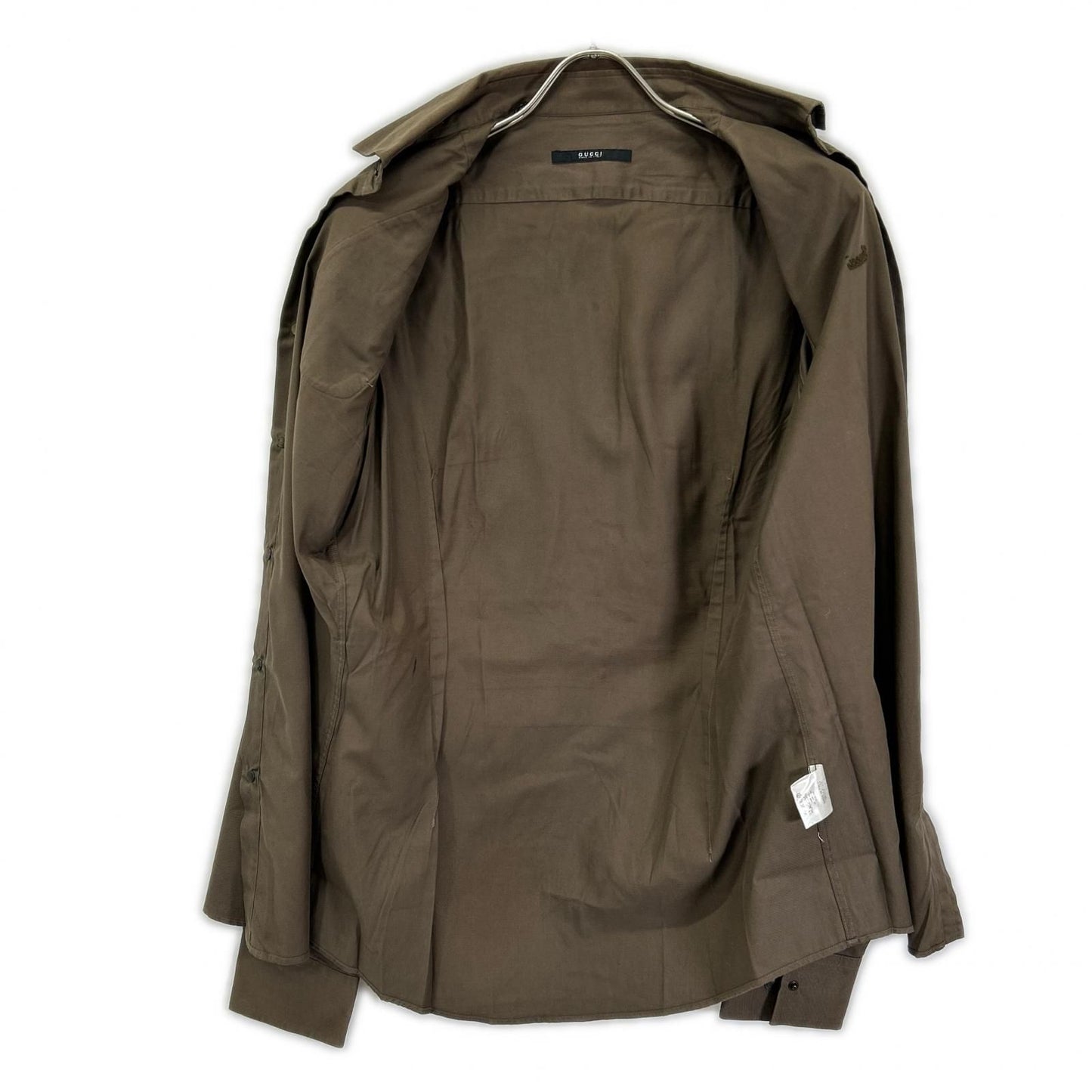 Gucci Era Khaki Quilted Patch Long Sleeve Button Shirt 40 — view 2