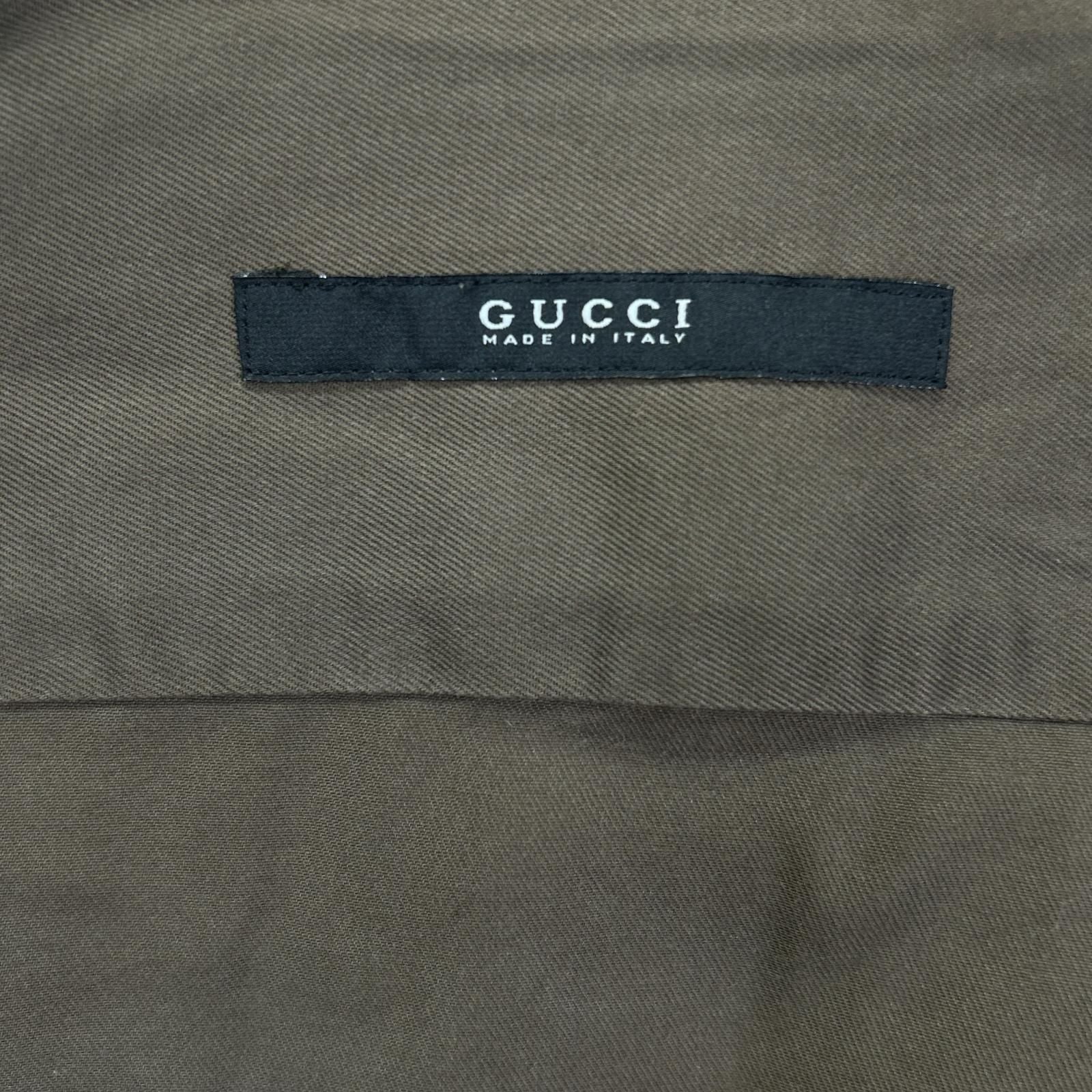 Gucci Era Khaki Quilted Patch Long Sleeve Button Shirt 40 — view 3