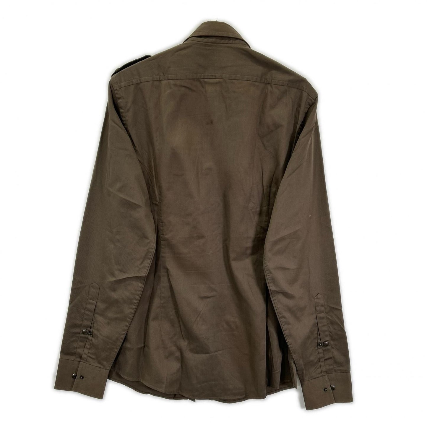 Gucci Era Khaki Quilted Patch Long Sleeve Button Shirt 40