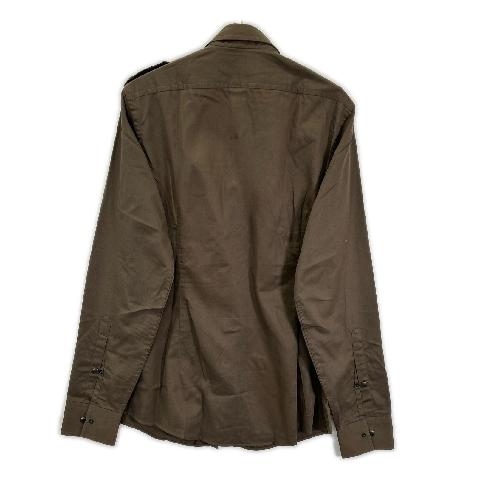 Gucci Era Khaki Quilted Patch Long Sleeve Button Shirt 40