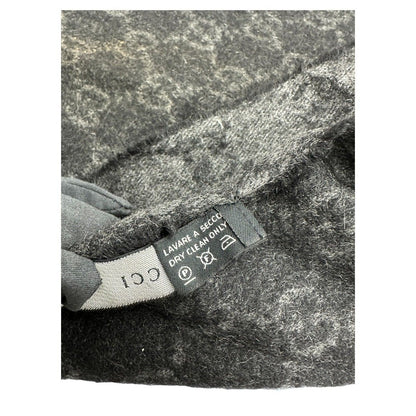 Gucci GG Gray Black Fringe Scarf — view 4