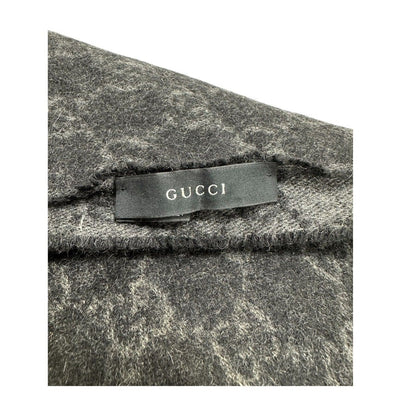 Gucci GG Gray Black Fringe Scarf — view 3