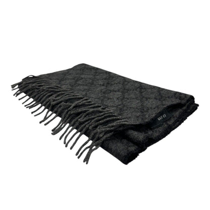 Gucci GG Gray Black Fringe Scarf