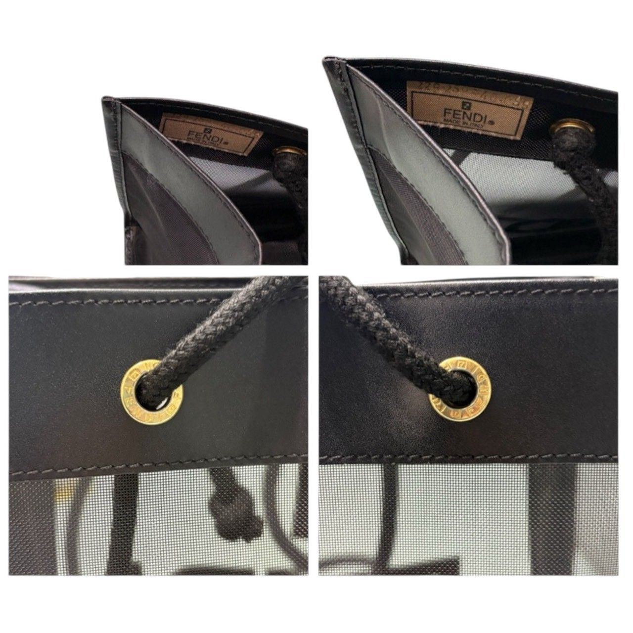 Fendi Mesh Black Gold Leather Tote — view 7