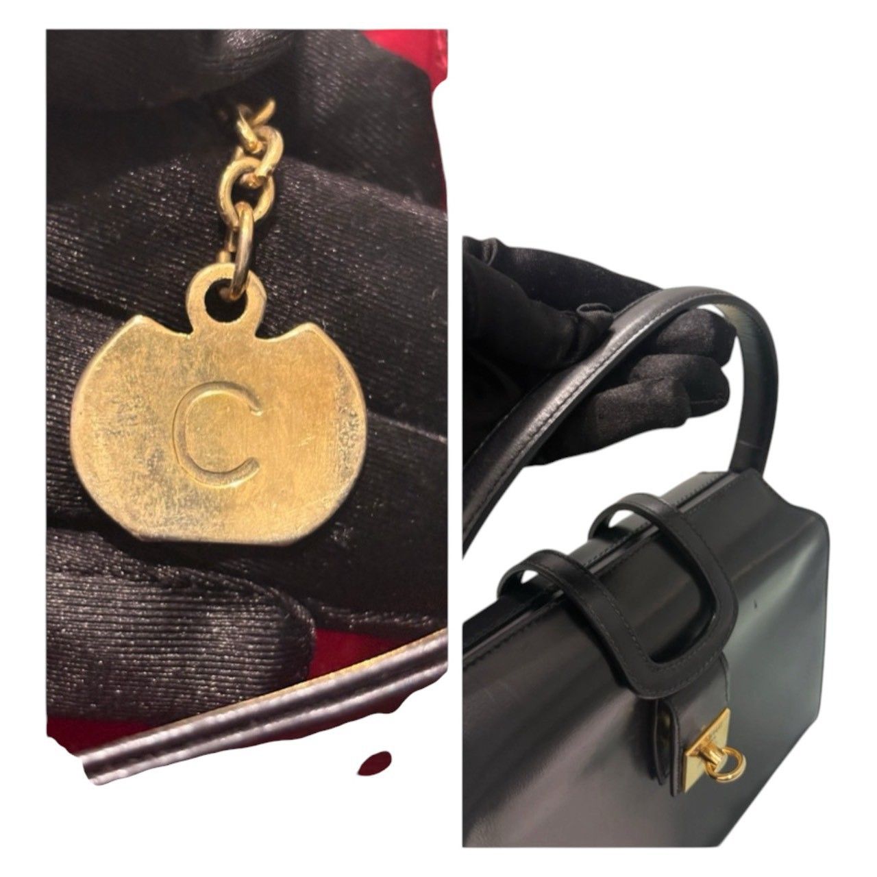Celine Calf Leather Black Gold Box Handbag — view 8