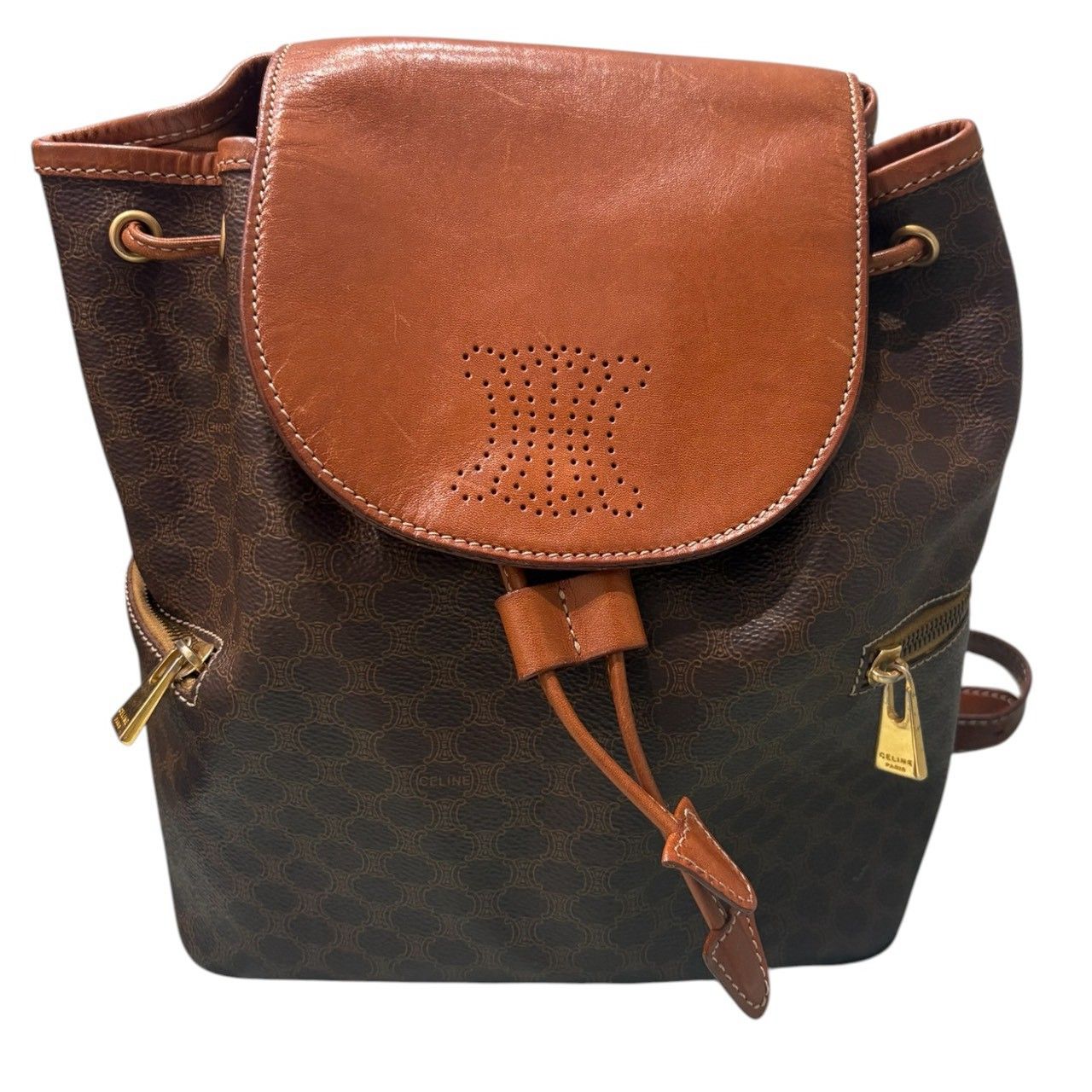 Celine Macadam Brown Gold Backpack