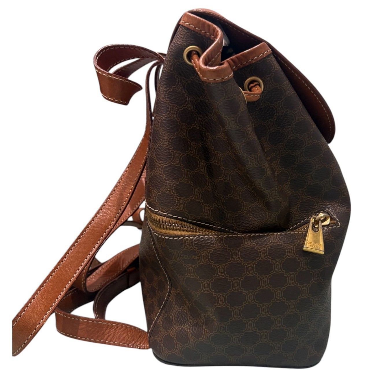 Celine Macadam Brown Gold Backpack — view 4
