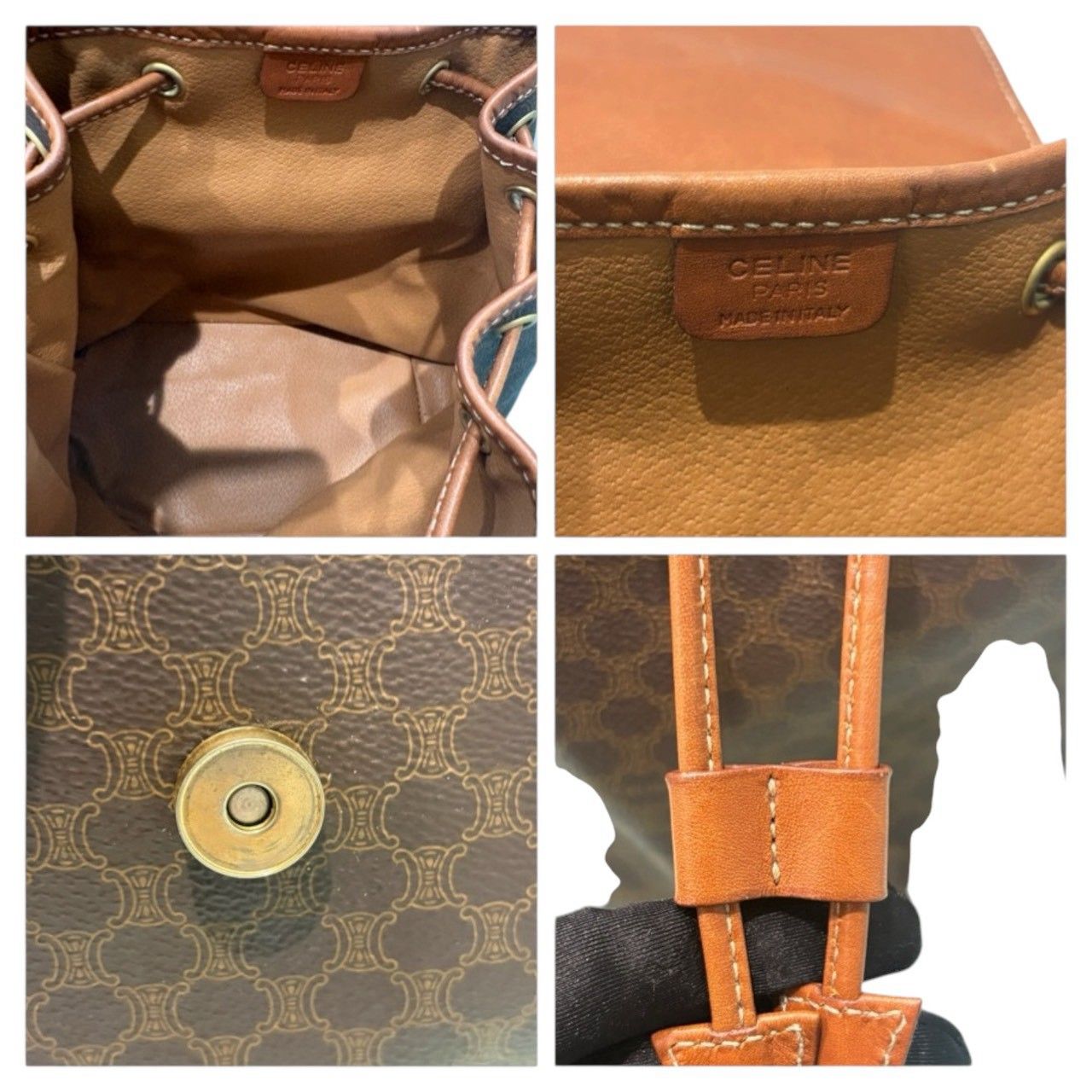 Celine Macadam Brown Gold Backpack — view 7