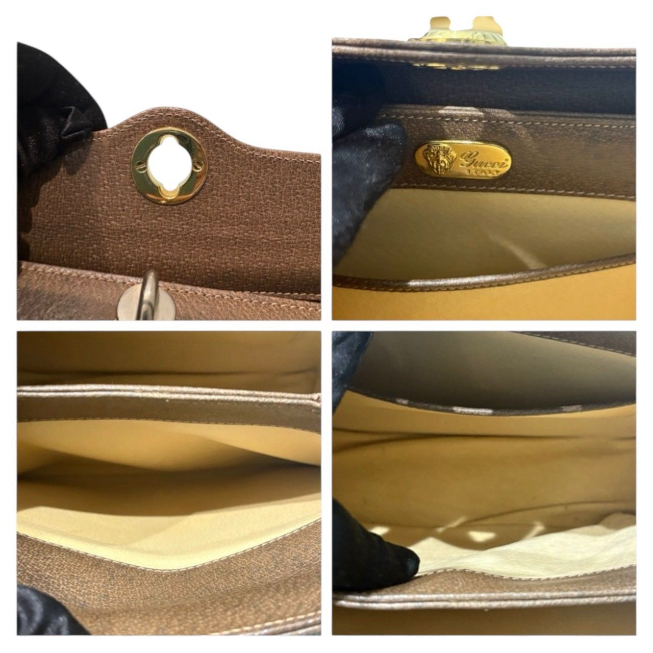 Gucci Calf Leather Brown Gold Handbag — view 8
