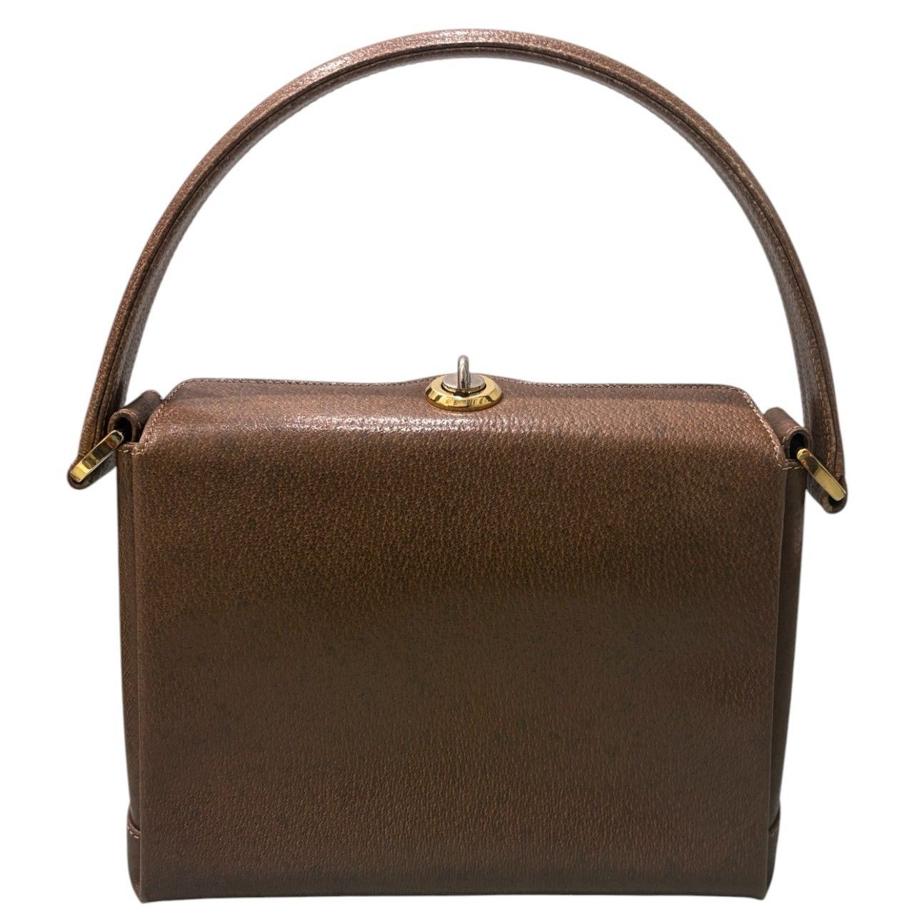 Gucci Calf Leather Brown Gold Handbag