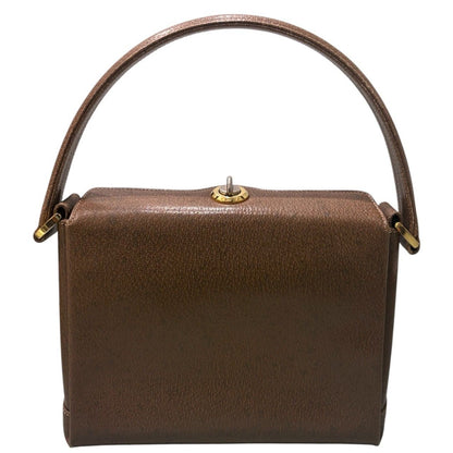 Gucci Calf Leather Brown Gold Handbag