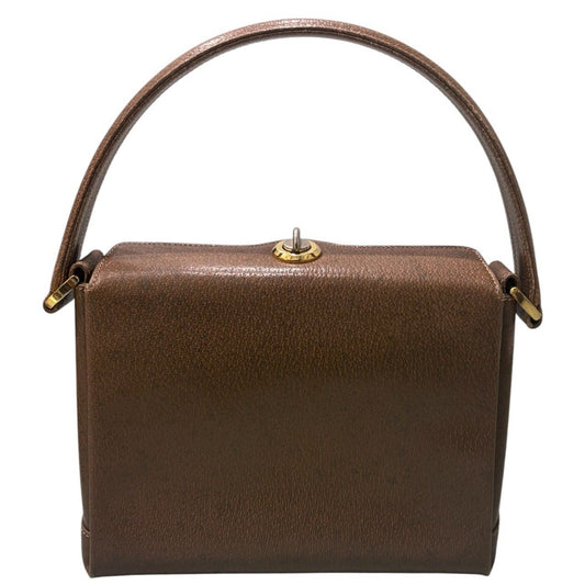 Gucci Calf Leather Brown Gold Handbag
