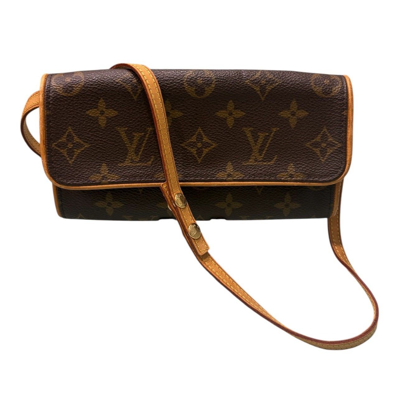 Louis Vuitton Monogram Pochette Twin PM Brown Leather Shoulder