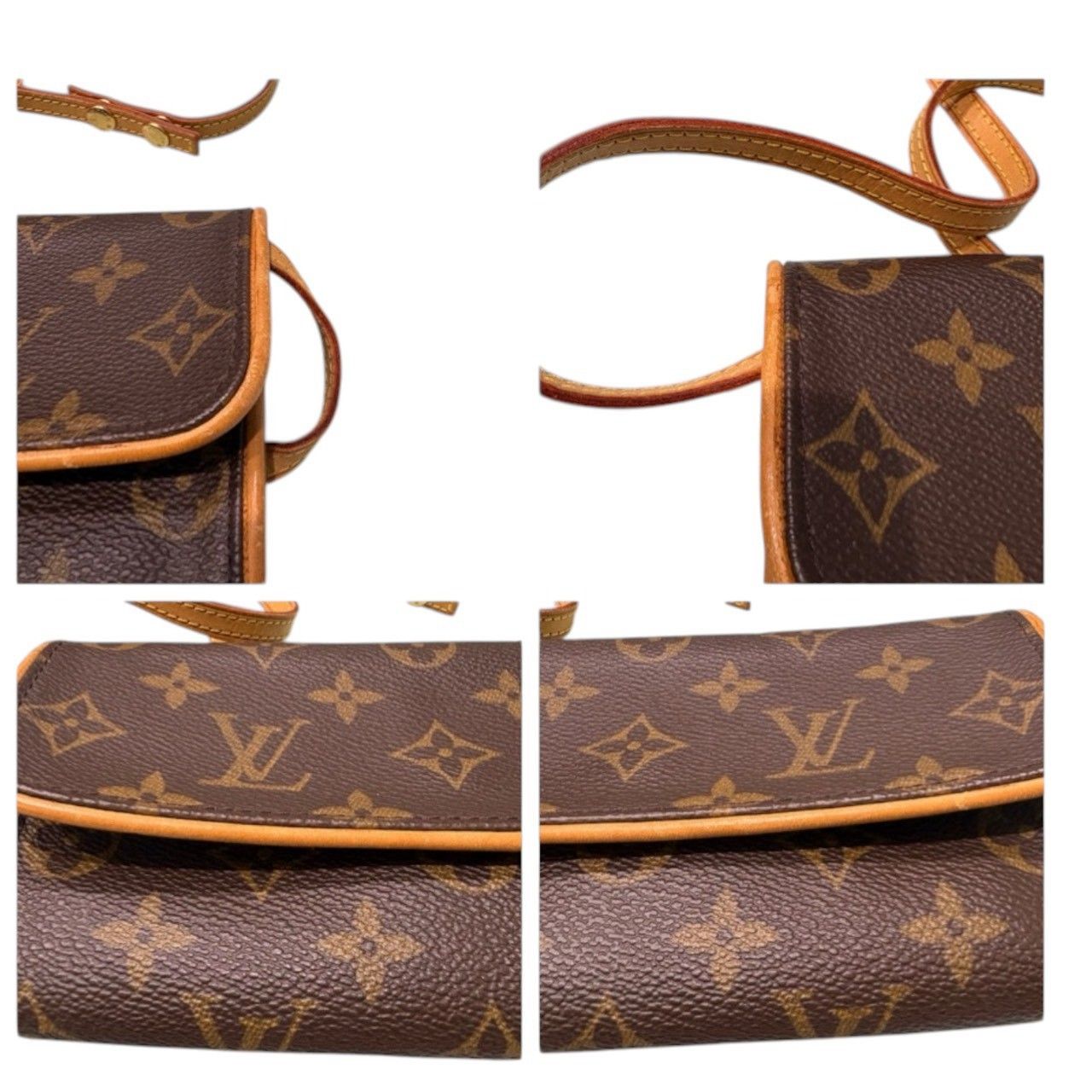 Louis Vuitton Monogram Pochette Twin PM Brown Leather Shoulder — view 7