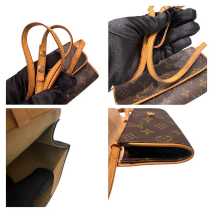 Louis Vuitton Monogram Pochette Twin PM Brown Leather Shoulder — view 8