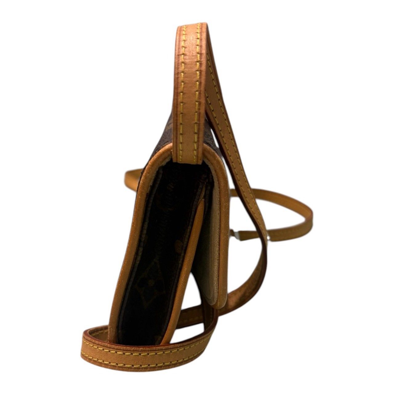 Louis Vuitton Monogram Pochette Twin PM Brown Leather Shoulder — view 4