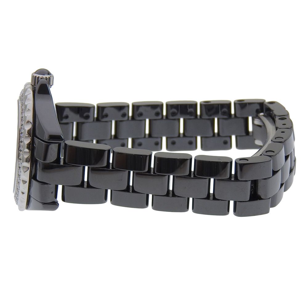 Chanel J12 Ceramic Diamond Quartz Analog Display Black Dial Watch — view 4