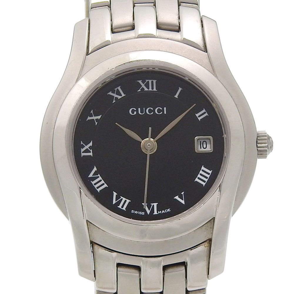 Gucci Stainless Steel Quartz Analog Display Black Dial Watch