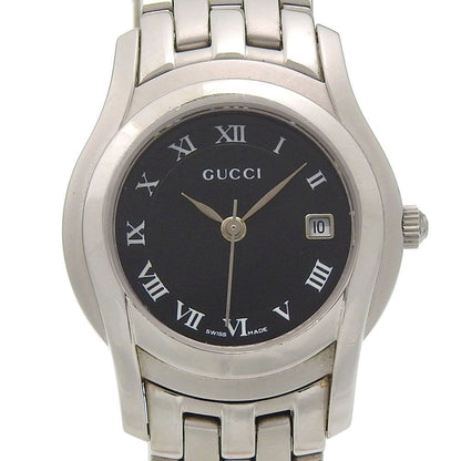 Gucci Stainless Steel Quartz Analog Display Black Dial Watch