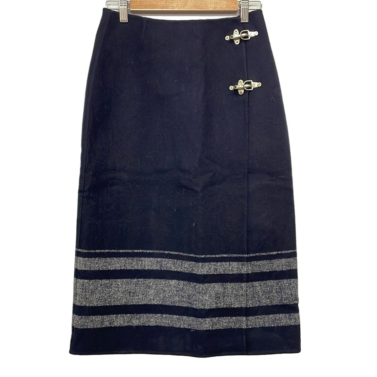Celine Wrap Skirt 36 S Navy Long Border
