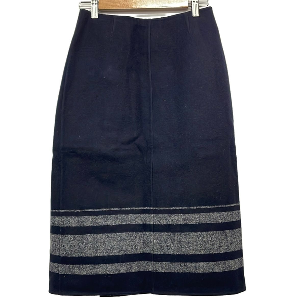 Celine Wrap Skirt 36 S Navy Long Border — view 2