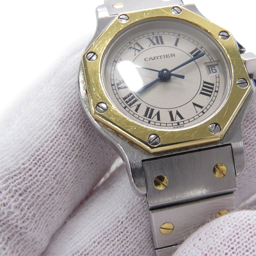Cartier Santos Octagon SM Watch Ivory Dial Quartz — view 5