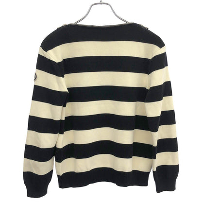 Gucci Boat Zip Neck Border Knit Sweater Black Ivory XS — view 2