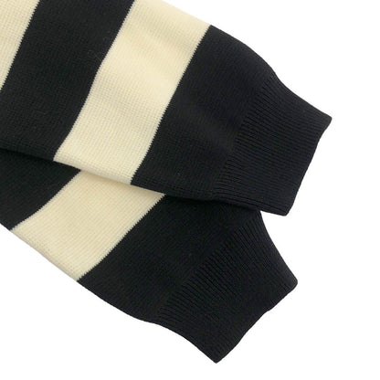 Gucci Boat Zip Neck Border Knit Sweater Black Ivory XS — view 5