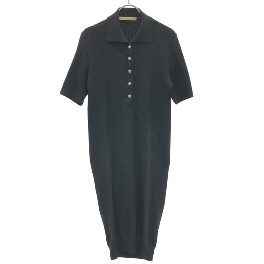 Balenciaga Wool Knit Short Sleeve Dress Black 36