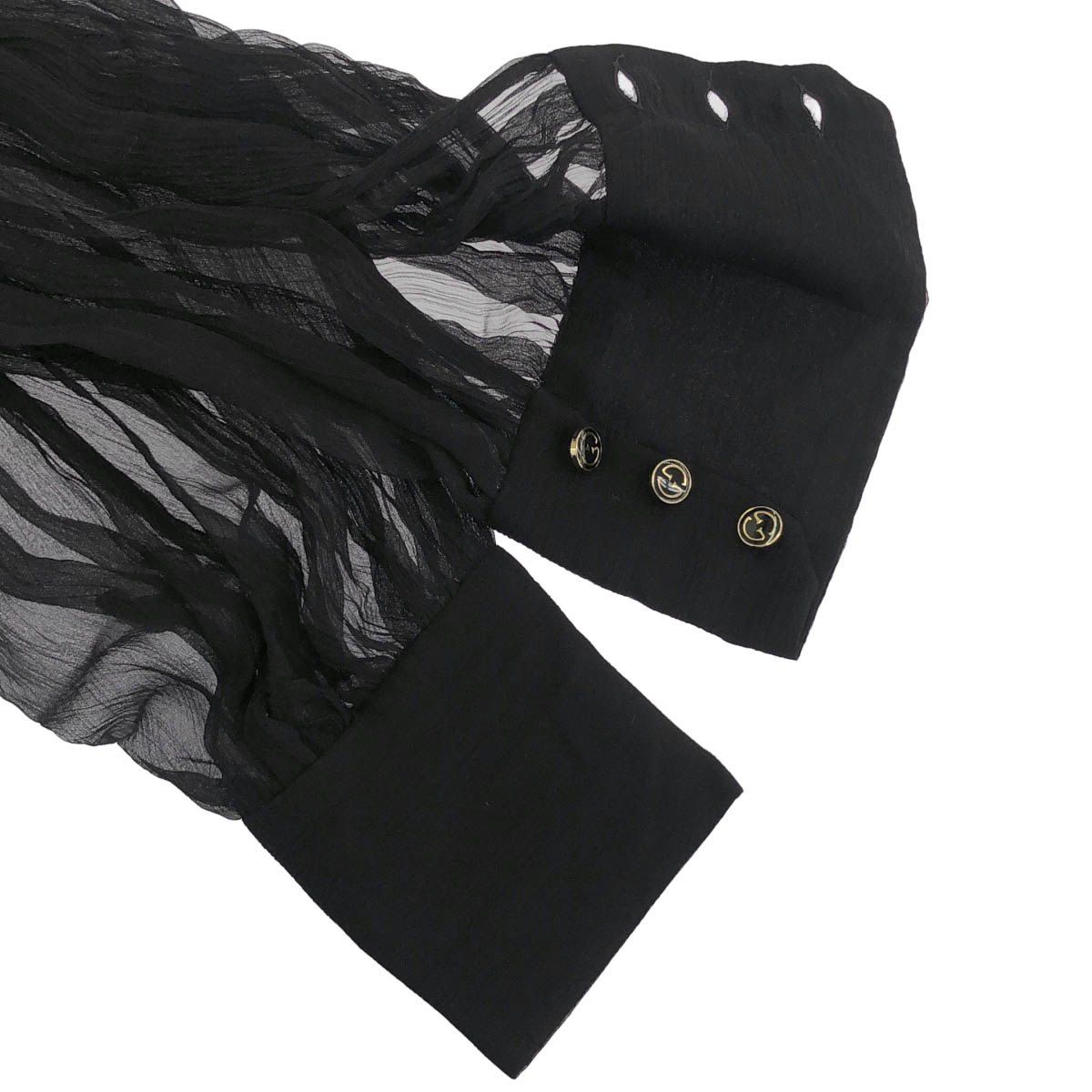 Gucci Silk Chiffon Blouse Shirt Black 40 — view 5
