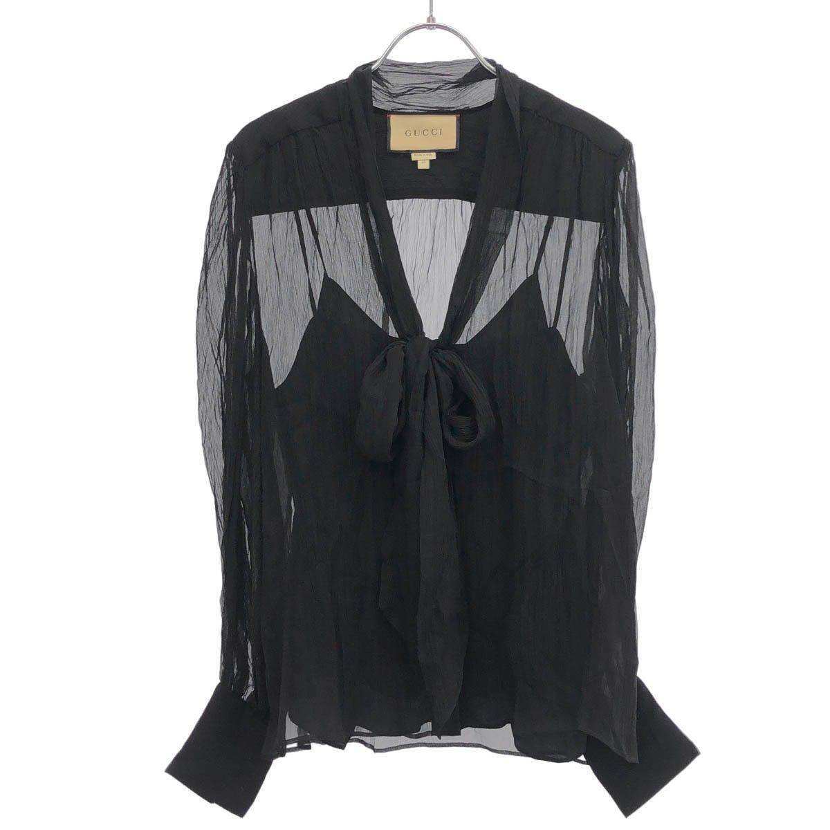 Gucci Silk Chiffon Blouse Shirt Black 40