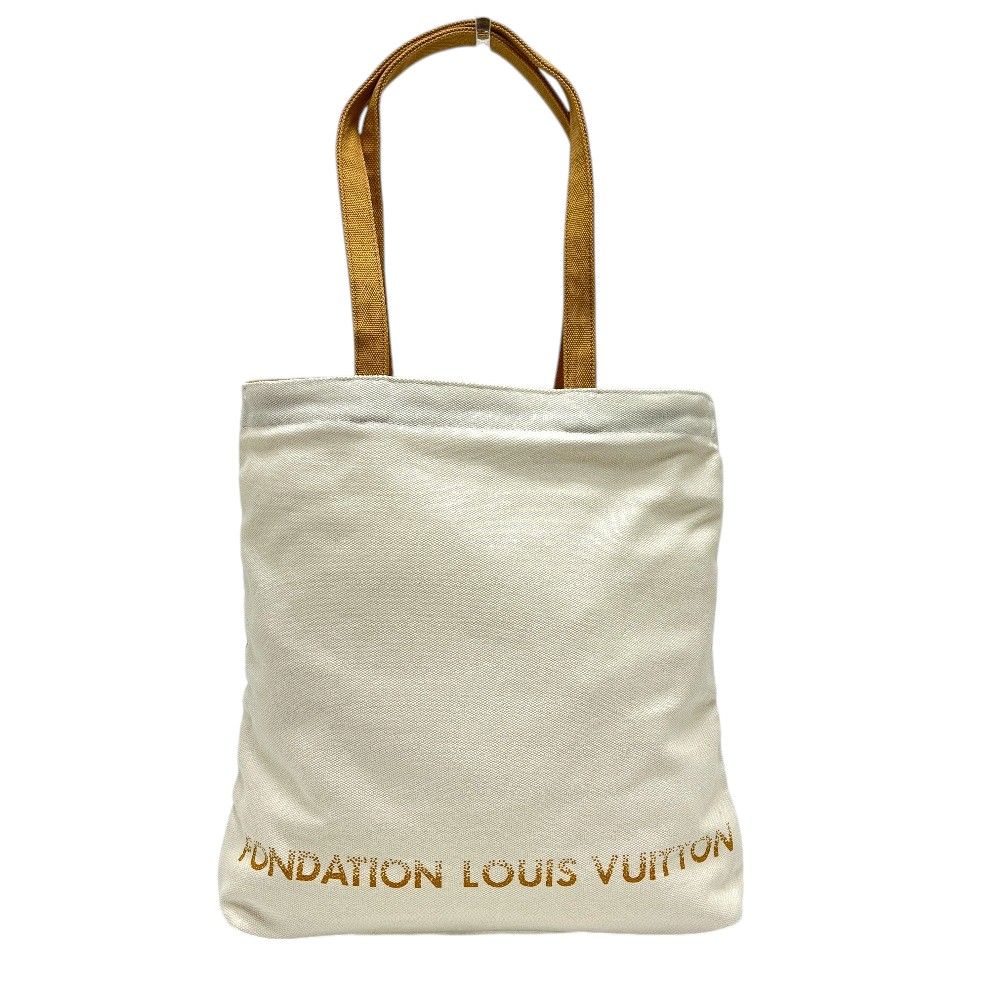 Louis Vuitton Fondation Tote Bag Museum Limited Logo Cotton Canvas White Beige