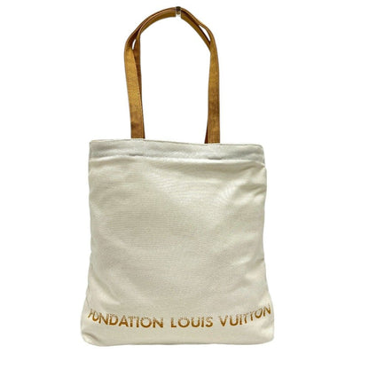 Louis Vuitton Fondation Tote Bag Museum Limited Logo Cotton Canvas White Beige