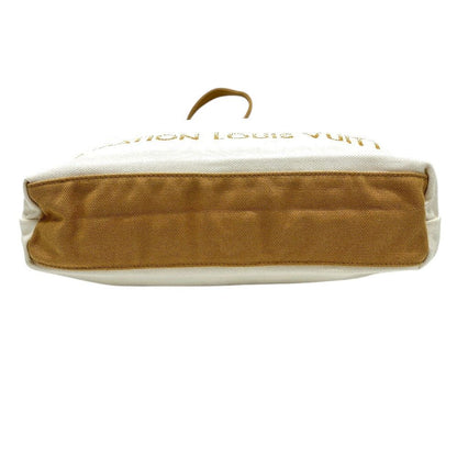 Louis Vuitton Fondation Tote Bag Museum Limited Logo Cotton Canvas White Beige — view 3
