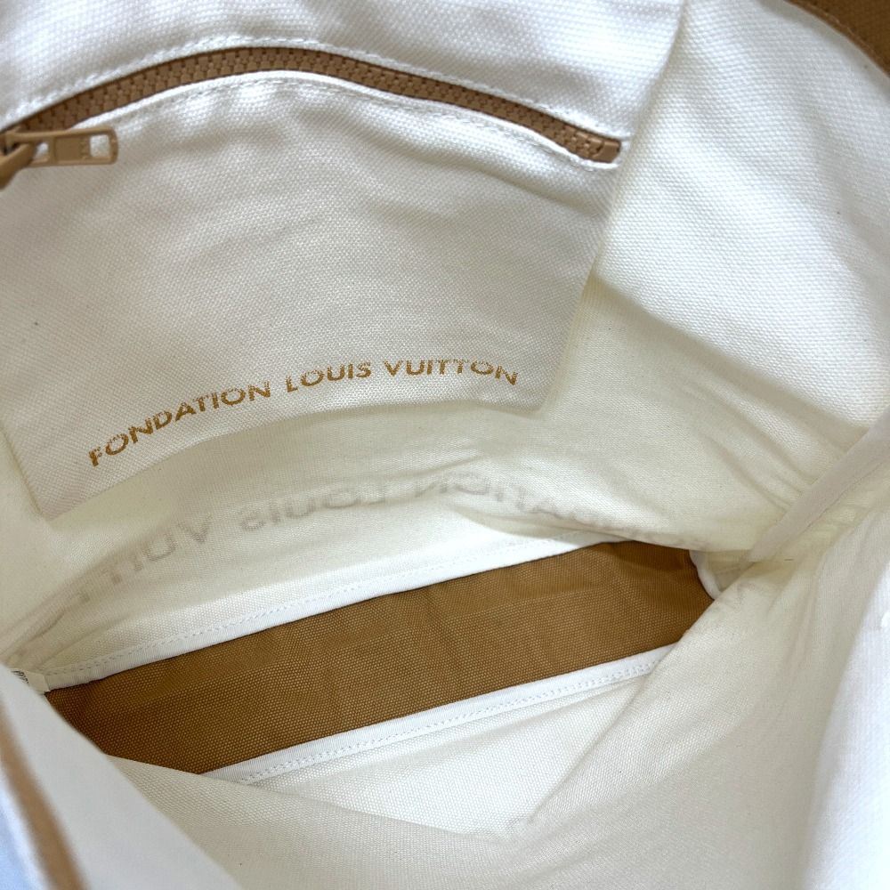 Louis Vuitton Fondation Tote Bag Museum Limited Logo Cotton Canvas White Beige — view 8