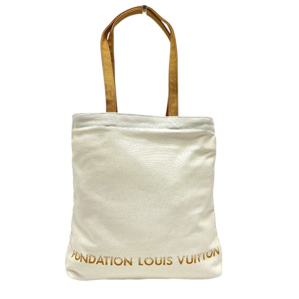 Louis Vuitton Fondation Tote Bag Museum Limited Logo Cotton Canvas White Beige