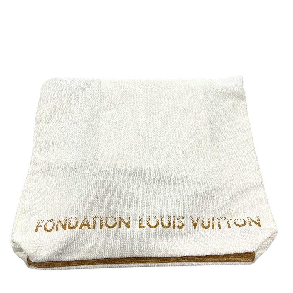 Louis Vuitton Fondation Tote Bag Museum Limited Logo Cotton Canvas White Beige — view 6