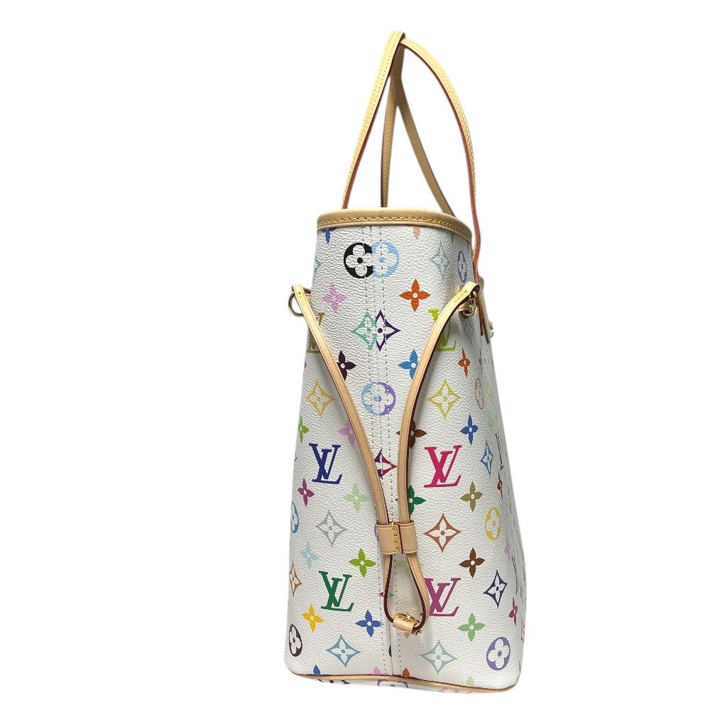 Louis Vuitton Tote Bag Neverfull MM Monogram Multicolor Canvas Blanc White — view 4