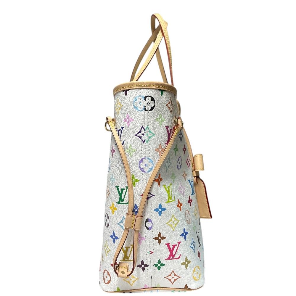 Louis Vuitton Tote Bag Neverfull MM Monogram Multicolor Canvas Blanc White — view 3