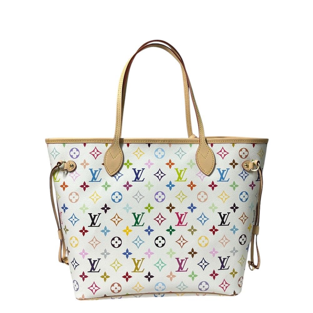 Louis Vuitton Tote Bag Neverfull MM Monogram Multicolor Canvas Blanc White — view 2