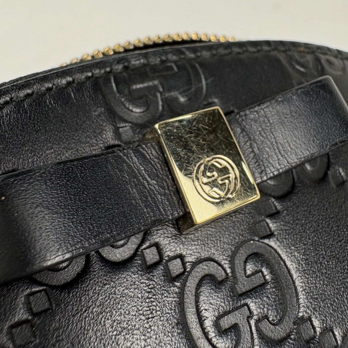 Gucci Makeup Pouch Guccissima GG Pattern Ribbon Marais Black — view 5